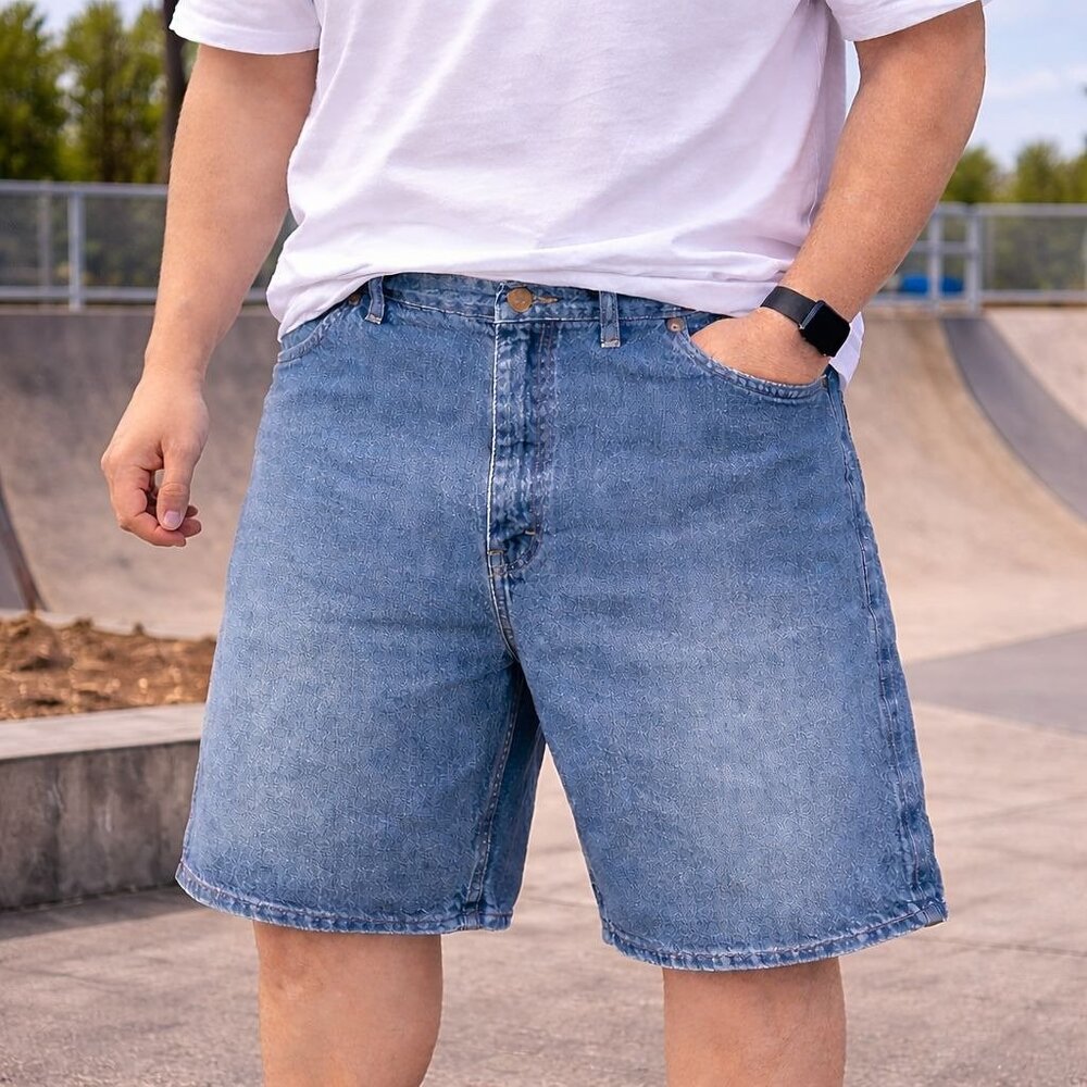Wrangler Mens 44 Dad Jean Shorts Blue Denim Relaxed Fit 90s Casual Everyday